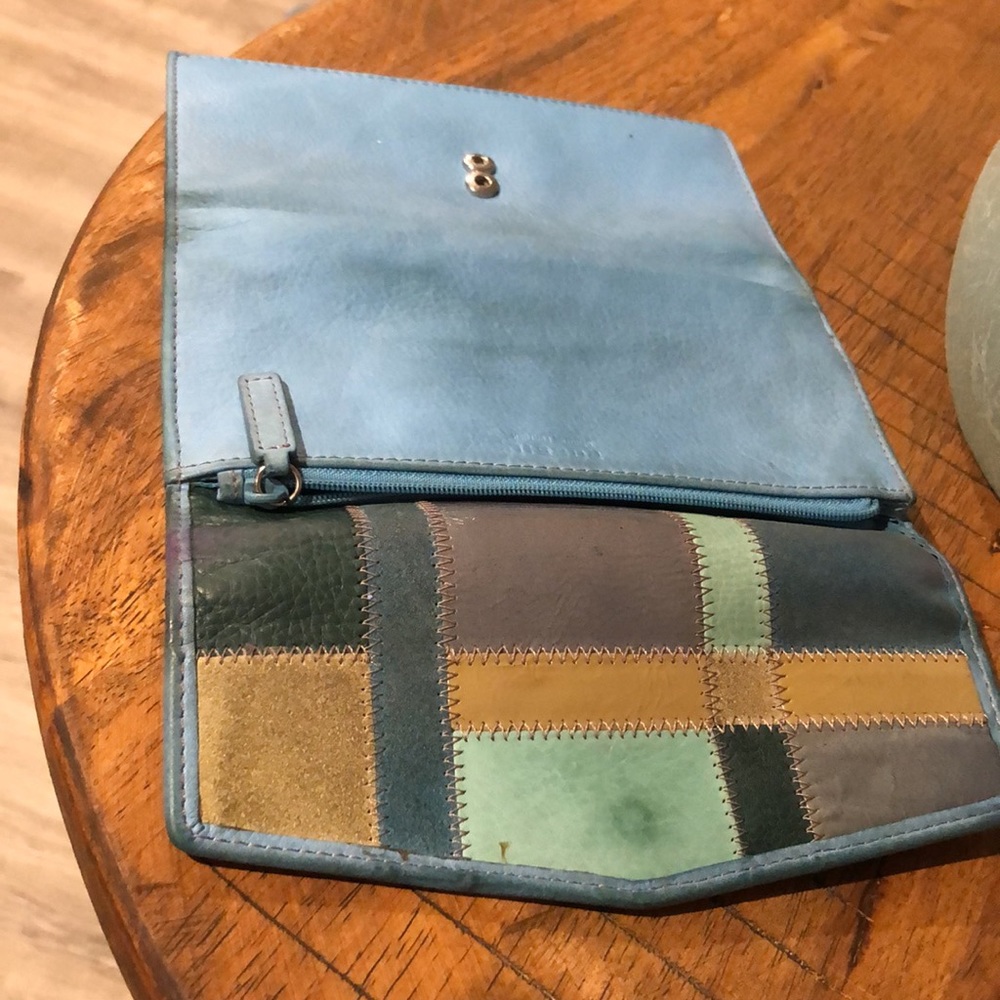 Fossil leather blue wallet 7x4